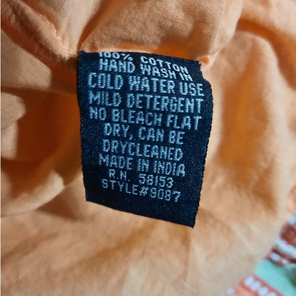 Chaudry Patchwork Midi Dress Small Boho Festival Flowy Ruffle Hem Orange - Picture 7 of 13